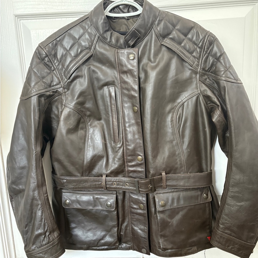 Women’s Triumph Brown Leather Moto Jacket